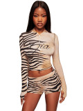 HR26011 European and American fashion women's printed hooded long-sleeve shorts set with thumb loops and micro-flared two-piece pants set for women