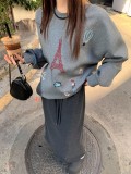 In stock 2025 autumn egg high-waisted drawstring A-line straight mid-length skirt, new early autumn half-skirt, loose, slimming, versatile