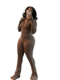 HR24057 European and American sports casual women's clothing, cross-border supply, sexy tight-fitting long-sleeve micro-flared two-piece set