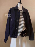 In stock: 2026 Spring New Egg Denim Jacket, original color, egg-shaped, loose fit, Korean style, suitable for petite individuals