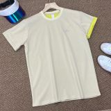 2025 Summer Round Neck T-Shirt with Contrasting Color Cuffs and 3D Letter Embellishments, Loose Fit, Versatile, Women's Casual Short Sleeve, Japanese and Korean Style