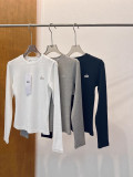 In stock 2025 Spring/Autumn ribbed long-sleeve round-neck base shirt, soft and skin-friendly, casual, versatile, slimming