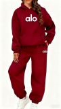 New cross-border women's clothing: hooded fleece-lined autumn and winter sweatshirt and sweatpants, fashionable casual letter-print multi-color set