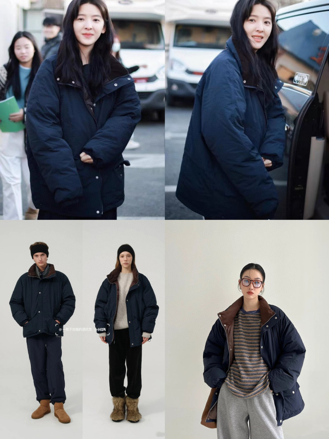 In stock: 2025 Winter Korean niche brand Banaijia stand-collar down jacket for women, casual loose fit, same style as Zhang Ruonan