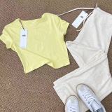 Sports and fitness yoga wear short-sleeve blouse T-shirt, summer women's short cropped top, breathable and comfortable