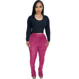 HR23101 European and American women's clothing, fluffy texture, breathable, high elasticity, fashionable, casual, versatile, slim-fit stacked pants