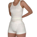 HR23050 European and American women's clothing, cross-border supply, comfortable casual cotton ribbed solid color two-piece set