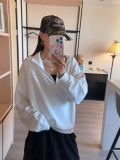 In stock 2025 Spring and Autumn half-zip fitness sports stand-up collar sweatshirt, loose fit, slimming, high-quality version with fleece lining