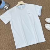 2025 Summer Round Neck T-Shirt with Contrasting Color Cuffs and 3D Letter Embellishments, Loose Fit, Versatile, Women's Casual Short Sleeve, Japanese and Korean Style