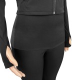 HR25088 European and American women's clothing, thumb-hole top with foldable waist and slight flared yoga two-piece set (includes headscarf)