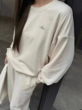 In stock 2025 Spring and Autumn New Lightweight Fleece Casual Sports Round Neck Long Sleeve Sweatshirt Solid Color Simple and Versatile