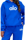 New cross-border women's clothing: hooded fleece-lined autumn and winter sweatshirt and sweatpants, fashionable casual letter-print multi-color set