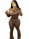 HR24063 European and American women's clothing, cross-border supply, washed distressed hooded bell-bottom pants two-piece casual set