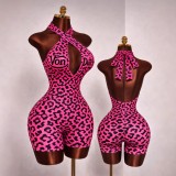 HR26105 European and American fashion women's cross-neck deep V backless jumpsuit with letter print two-piece set