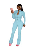 HR24057 European and American sports casual women's clothing, cross-border supply, sexy tight-fitting long-sleeve micro-flared two-piece set