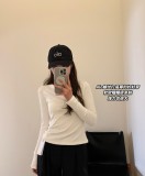 In stock 2025 Spring/Autumn ribbed long-sleeve round-neck base shirt, soft and skin-friendly, casual, versatile, slimming
