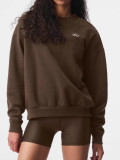 lO Heavy Industry Silver-Plated 3D Logo Round-Neck Sweatshirt, Autumn and Winter Trendy Fashionable Unisex Simple Loose-Fit Jacket