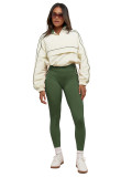 HR25081 European and American fashion women's drawstring waist nylon top and yoga pants sports casual two-piece set