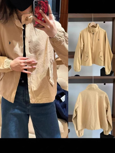 In stock 2025 Spring/Autumn Ralph Lauren Embroidered Vintage Stand Collar Double Button Casual Jacket Unisex