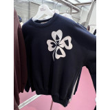 Trendy brand sweatshirt with daisy and dachshund prints and embroidery, same style as Jin Gaoyin, pure cotton round-neck top for women, street fashion brand