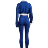 HR24059 European and American women's clothing, cross-border sexy drawstring waist-cinching crop top and high-waisted tight-fitting pants two-piece set
