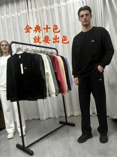 A10 cross-border new model ALO original logo round neck long sleeve loose-fitting couple's sweatshirt, solid color, simple style, versatile