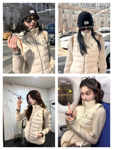 In stock 2025 Winter Ralph Lauren Embroidered Stand Collar Sleeveless Vest Cotton Coat Thickened Casual Versatile Passed Inspection