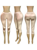 HR25031 European and American fashion women's elastic satin glossy hot pants shorts (fixed price, no price changes)