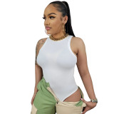 HR23034 European and American women's clothing, super stretchy ribbed fabric, fashionable item, solid color versatile tank top jumpsuit