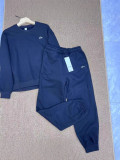 In stock: 2025 Fall/Winter fleece-lined crew neck sweatshirt + fleece-lined drawstring cuffed long pants, warm and versatile