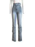 HR88016 European and American women's clothing, cross-border supply, double-waisted fashionable multi-pocket denim pants