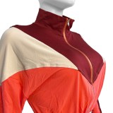HR24060 European and American sports casual women's clothing, cross-border supply, color-blocked, cropped, high-waisted, slightly flared two-piece set