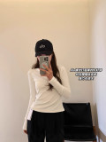 In stock 2025 Spring/Autumn ribbed long-sleeve round-neck base shirt, soft and skin-friendly, casual, versatile, slimming