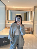 Kim Ji-soo's same style full-zip drawstring hooded sweatshirt, casual and sophisticated sports jacket for women