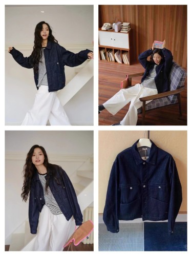 In stock: 2026 Spring New Egg Denim Jacket, original color, egg-shaped, loose fit, Korean style, suitable for petite individuals