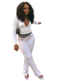 HR25056 European and American fashion women's clothing, collared half-zip drawstring wide-leg pants casual sports two-piece set for women