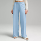 Summer lightweight loose-fitting floor-length casual woven women's swift trendy brand pocket zipper quick-dry long sports pants