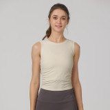 Ribbed top allittak slim-fit sleeveless sports yoga tank top for women, tight-fitting, waist-cinching, quick-drying