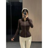 Spring/Summer 4.0 New Model Women's Quick-Dry Stretch Slim Fit Sports Jacket with Gold Zipper and Brushed Stand Collar for Yoga