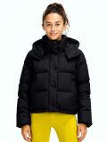 lu Winter Four-Grid White Duck Down Warm Yoga Jacket lu Detachable Hooded Short Sports Down Jacket for Women