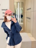 lu Air Cotton Cinch Waist Stand Collar Zipper Commuting Casual Sports Yoga Jacket for Women with Waist Slimming Effect