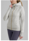 scub full-zip slim-fit thickened cardigan jacket, thickened autumn and winter women's hooded sports sweatshirt