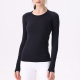 lu yoga wear seamless one-piece swif2.0 long-sleeve sports T-shirt for women, quick-dry slim-fit base shirt for fitness