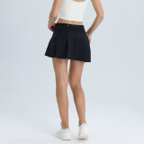 lu tennis skirt pleated skirt three-fold anti-exposure women's anti-slip strip mid-waist drawstring short skirt sports skirt yoga skirt