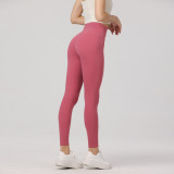 Summer high-waisted seamless spring-summer cropped tight peach-colored leggings that make legs look longer, butt-lifting, seamless fitness pants for women, yoga pants