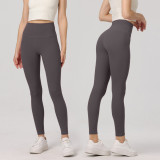 Summer high-waisted seamless spring-summer cropped tight peach-colored leggings that make legs look longer, butt-lifting, seamless fitness pants for women, yoga pants