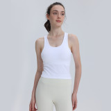 Summer sports outerwear vest, same style, short length, with chest pads, breathable, shockproof, suitable for running, fitness, and yoga