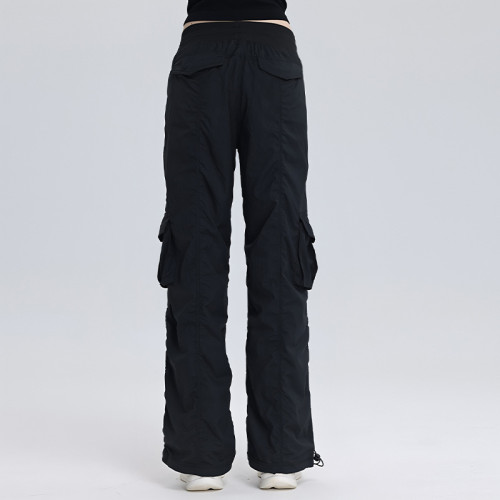 Fitness Outdoor Sports Pants Dance Drawstring Multi-Pocket Straight-Leg Cargo Pants Quick-Dry Camouflage Spring/Autumn Style