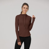 defin hooded spring-summer slim-fit yoga jacket for fitness, sports, outdoor running, body shaping, high elasticity, comfortable and quick-drying