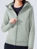 scub full-zip slim-fit thickened cardigan jacket, thickened autumn and winter women's hooded sports sweatshirt